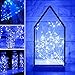 Fairy Lights Battery Operated Starry Firefly Silvery Wire String Lights 15 Pack 7.2ft 20 LED Jar Table Centerpiece for Wedding Christmas Halloween Party Decoration (Blue)