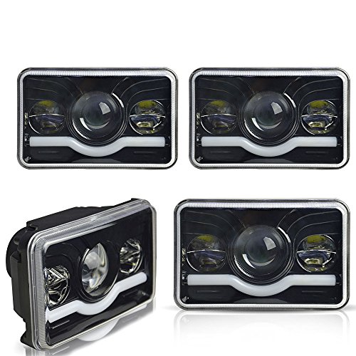 Spead-Vmall DOT Approved Rectagular 4X6 Hi/Lo Combo Beam With DRL Headlight Projector Lens Headlight Assemblies Freightliner Fld120 Peterbilt 379 Kenworth T600 W900 Chevy C10 K10 S10 H4651 H4656