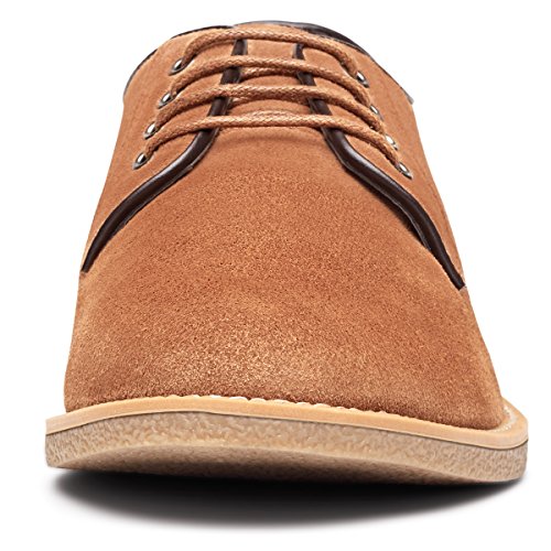 GM GOLAIMAN Men's Suede Leather Oxford Shoes Casual Lace up Dress Shoes Brown 12 D (M) US - Thumbnail 5