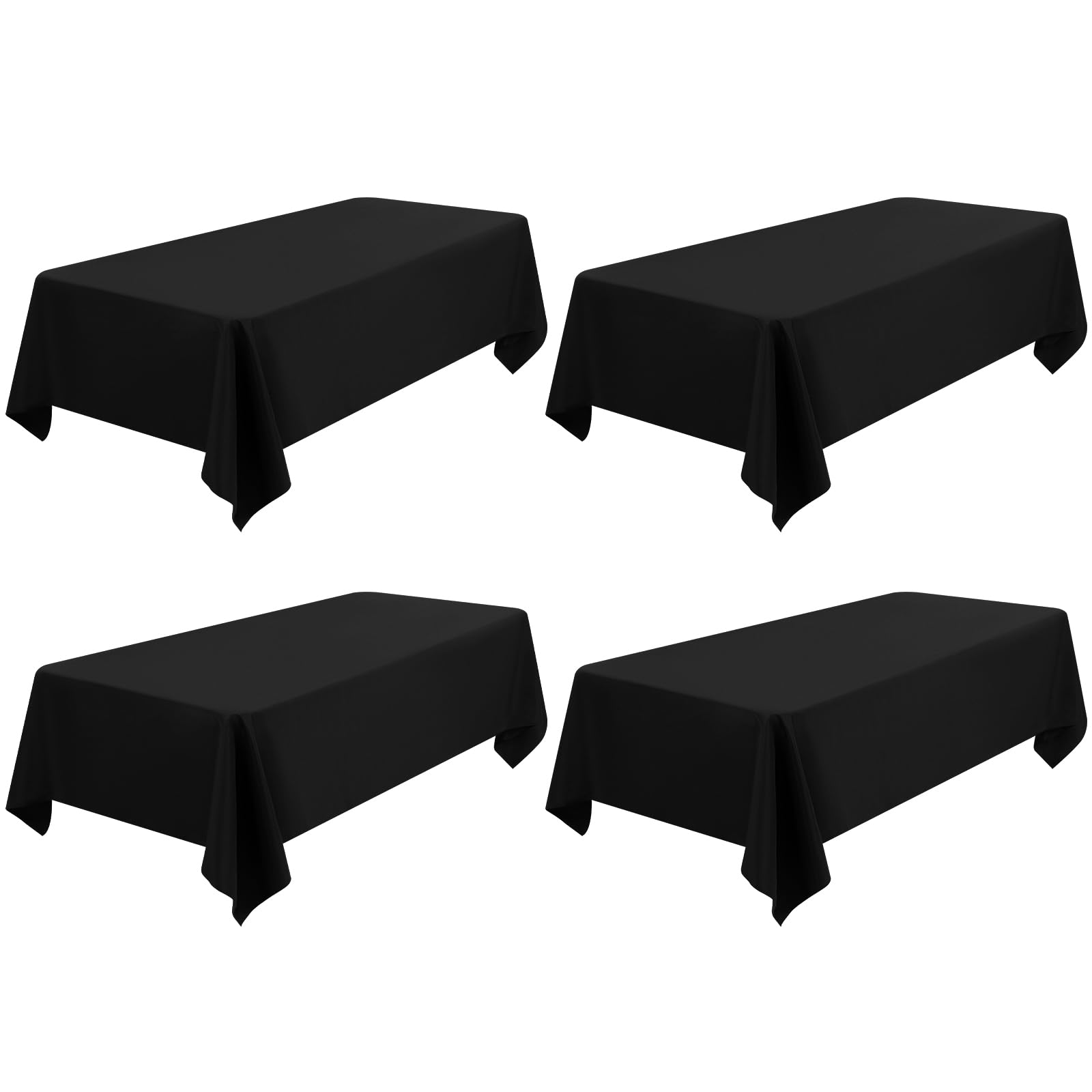 FXKS 4 Pack Rectangle Tablecloth 60 x 102 inch Black Polyester Table Cloth for 6 Feet Tables,Washable Fabric Stain and Wrinkle Resistant Table Cover Table Clothes for Wedding Parties Banquet Kitchen