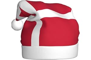 DUWAA Danish Flag Print Christmas Hat Santa Hat, Xmas Holiday Hats For Adults, For Holiday Party New Year Festive