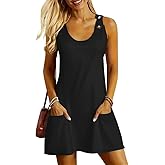 ETCYY NEW Womens Sleeveless Summer Dresses 2026 Cusual U Neck Sundresses Striped Printed Short Dress with Pocket