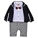ZOEREA Baby Boys Romper Suits Bow Tie Baptism Wedding Tuxedo Jumpsuit Cotton,Label 70/Age 6-9 Months,Navy