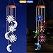 ME9UE Solar Powered Wind Spinner Light, 3 Suns and 3 Moons with 7 Colors Changing Wind Light, Waterproof Hanging Wind Chime Lamp Mobile Suspended Light for Home Outdoor Garden Lighting Decor