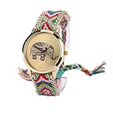 LUNIWEI Women Elephant Pattern Weaved Rope Band Bracelet Quartz Dialwat...