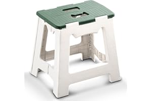 CasaZenith Folding Step Stool 13 Inch - Hold Up to 300 Lb - Foldable Step Stool for Adults and Kids - Small Cute Kitty Collapsible Foot Stool with Portable Handle - Great for Kitchen, Bathroom(Green)