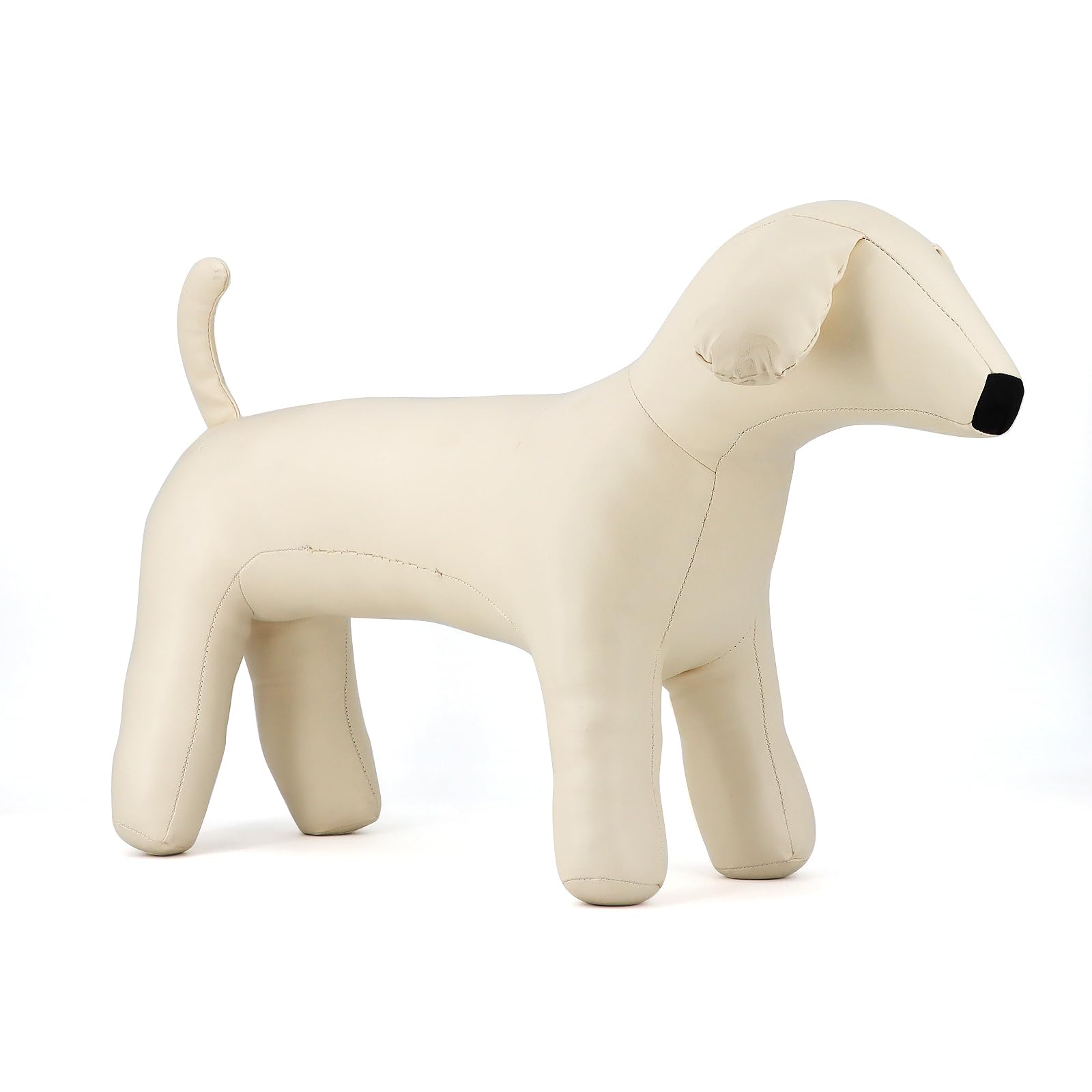 Photo 1 of pawstrip Dog Mannequin PU Pet Clothing Display Stand Cute Dog Hangers for Clothes Store Leather Pet Sewing Mannequin Durable Puppy Standing Model (White, Large)