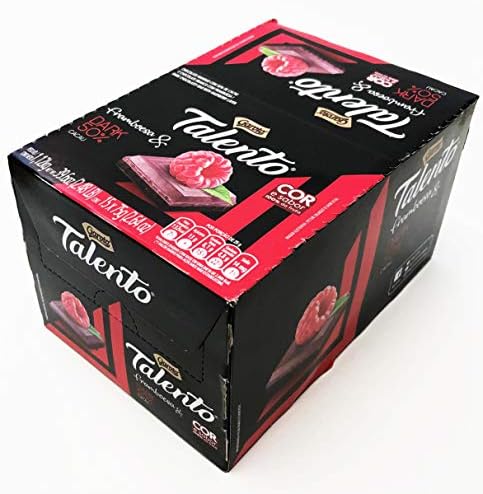 Garoto - Talento - Dark Chocolate bar With Raspbarry Layer - 2.65 Oz (PACK OF 15) | Chocolate Amargo 50% Cacau e Chocolate Branco com Framboesa - 75g