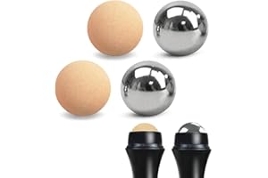 NGUP Stainless Steel Ice Roller Ball Oil Control On The Go Ball Fit REVLON Volcanic Face Roller Ball Compatible Fit REVLON oil absorbing roller Oil Blotting Tool(21.5mm Diameter 2+2 PCS Not Include Holder)