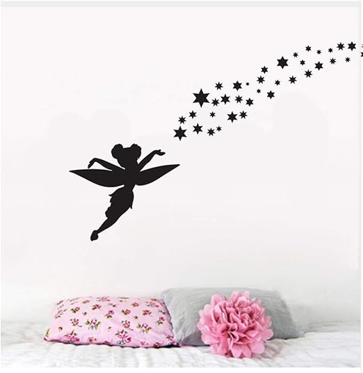 Tinkerbell Wandtattoo Fensterwand Display Peter Pan Tinkerbell Amp Sterne Silhouette Aufkleber Vinyl Aufkleber Kinderzimmer Wand Dekor Amazon De Baumarkt