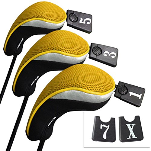 Andux Golf Driver Wood Head Covers Interchangeable No. Tag 3 Set Mt/mg07 Black/yellow