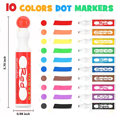 Shuttle Art Dot Markers, 10 Colors Bingo Daubers with Dot Coloring Book
