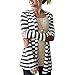 Merryfun Women's Elbow Patch Striped White Gray Cardigan Sweater 2XL