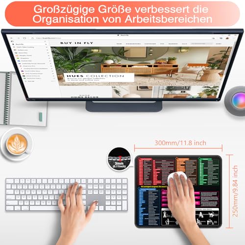 Excel Mouse Pad 300 x 250 x 3 mm, Excel Mouspad German for Office, Word PPT Windows Mouse Pad, Small, Non-Slip Desk Mat for Office and Home