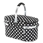TOMSHOO 30L Foldable Picnic Basket Insulated Storage Shopping Basket Folding Aluminum Handle 46 25 24cm Outdoor