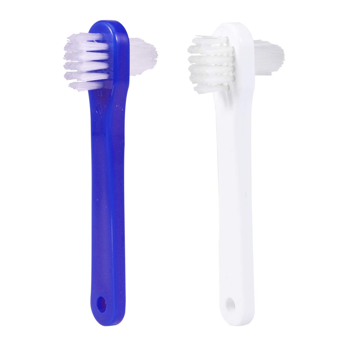 SUPVOX 4pcs Denture Brush T Shape Dual Heads Denture Care Cleaning Tool (White + Blue) : Beauty