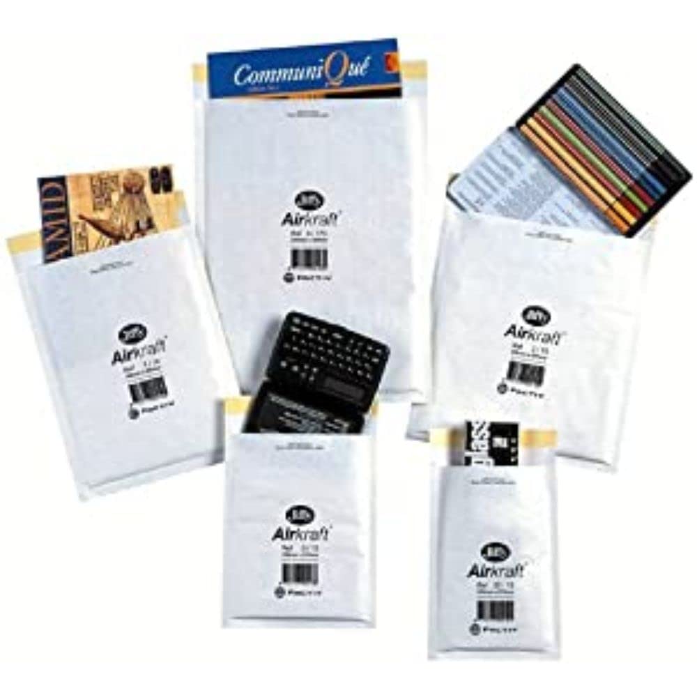 Jiffy Airkraft Lightweight Postal Bag for Books Box of 100 - Size 5, White, 260 x 345mm