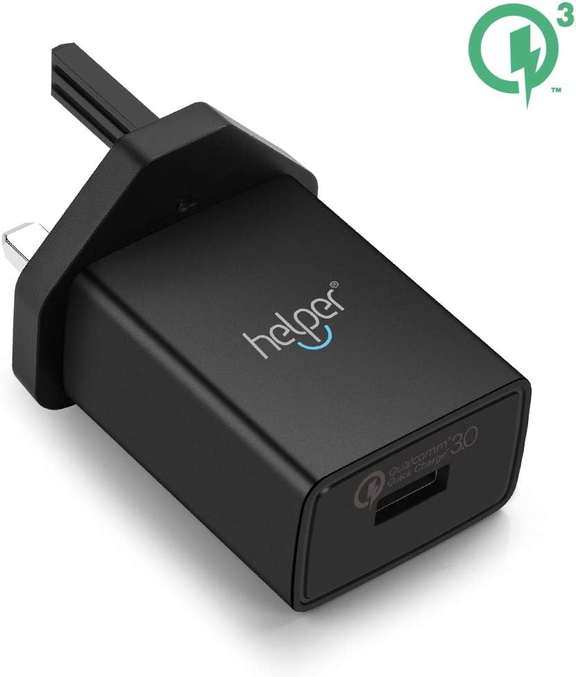 helpers lab USB Charger 3.0 Fast Charger 18W Qualcomm 3.0 Charger with for Samsung, LG, HTC, Note, iPhone X XR XS, Nexus & PowerBank [Certified Qualcomm 3.0 Wall Charger]