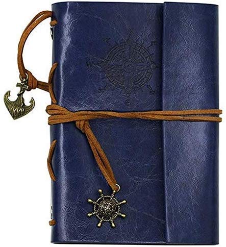 AKORD Vintage Retro PU Leather Cover Journal Jotter Diary Notebook - Blue — image 1