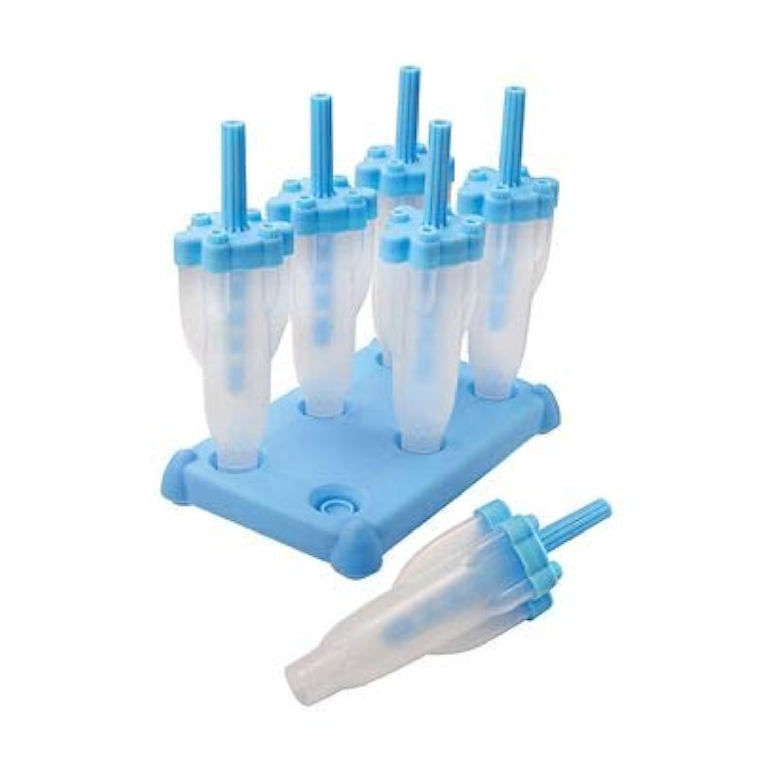 Rocket Lolly Mould Set Of 6 (Clear With Blue Handles)