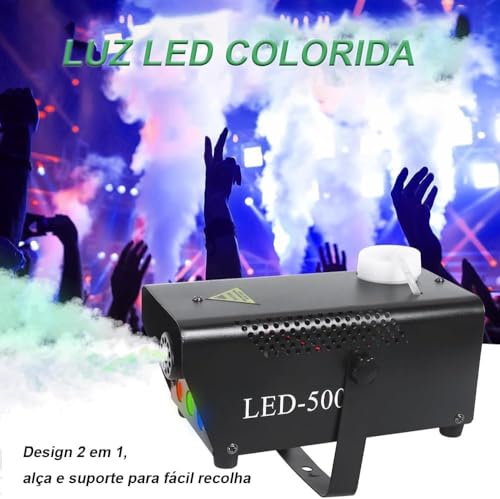 Máquina de Fumaça, Máquina de Fumaça, Máquina de Neblina Portátil, Neblina de Atualizada com Luzes LED, 500W com Efeito de Luzes de E Controle Remoto