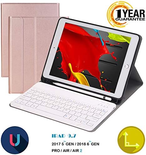 Naxxlab iPad Keyboard Case for iPad 6th/iPad 5th/Air/Air2/Pro 9.7 Bluetooth Separable Keyboard with PU Leather Surface, Full Protection iPad Keyboard Case with Apple Pencil Slot 【12 Month Warranty】