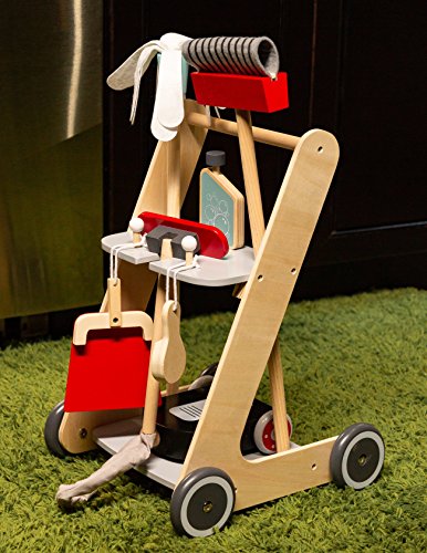 MMP Living Pretend Play Cleaning Cart - 7 Pieces, Wood