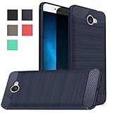 Huawei Ascend XT 2 Case, Huawei Elate 4G LTE Case, Dretal Carbon Fiber Shock Resistant Brusd Texture Soft TPU Phone case Anti-fingerprint Flexible Protective Cover For Huawei Ascend XT2 H1711 (Navy)
