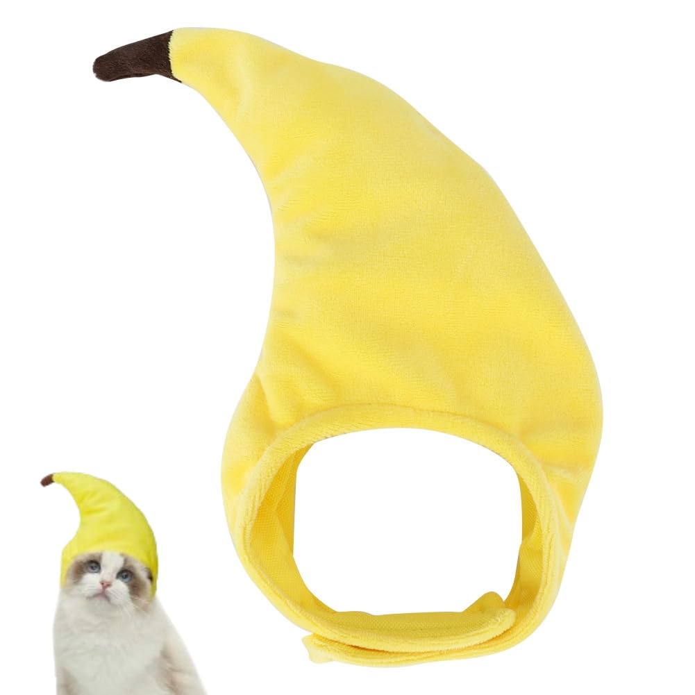 Pet Headgear Halloween Party Transform Fruit Design Banana Headgear Cosplay Hat Pet Cat Cosplay Makeup for Dog Cats(Free Size)