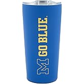 Decorvo Officially Licensed Collegiate Stainless Steel Tumbler - Double Walled Insulated Travel Tumbler with Slide Lid - 18 oz (Michigan - Blue)