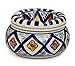 WEEKEND SALE - SouvNear Moroccan Round Ceramic Ashtray with Lid for Outdoors and Indoors with 3 Cigarette Holder Slots