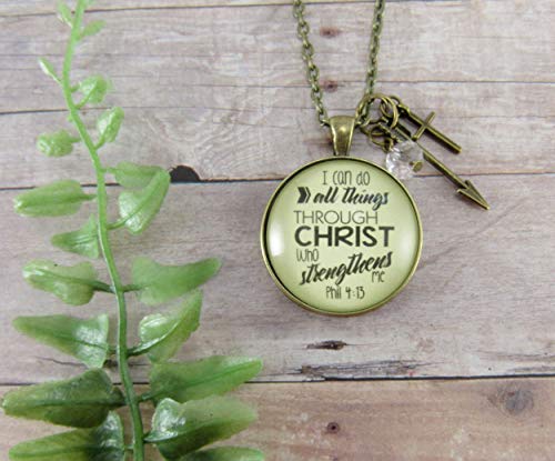 24" I Can Do All Things Faith Inspired Necklace Brave Life Phil 4 13 Quote Mantra Pendant For Women Cross Charm