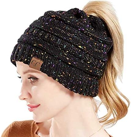 CC Quality Knit Messy Bun Hat Beanie