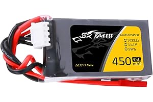 TATTU 11.1V 450mAh 3S LiPo Battery Pack 45C with JST Plug for Small Size FPV E-flite Blade 180 CFX Torrent 110 Baby Hawk Micro 2