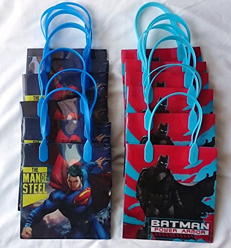 12 pcs Batman vs Superman Dawn Justice Authentic Licensed Reusable Small Party Favor Goodie Gift Bags