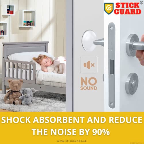 StickGuard Door Handle Wall Protector (6 Pack) - Reusable Self Adhesive Wall Bumper Protector, Shock Absorbent Gel Wall Cushion for Door Knob, Quiet, Wall Shield Silencer - Door Stopper Wall Protector