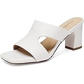 AIUNIIND Heeled Sandals For Women Square Open Toe Slip-On Heeled Mules Block Chunky Heeled Casual Sandals for Date,Party