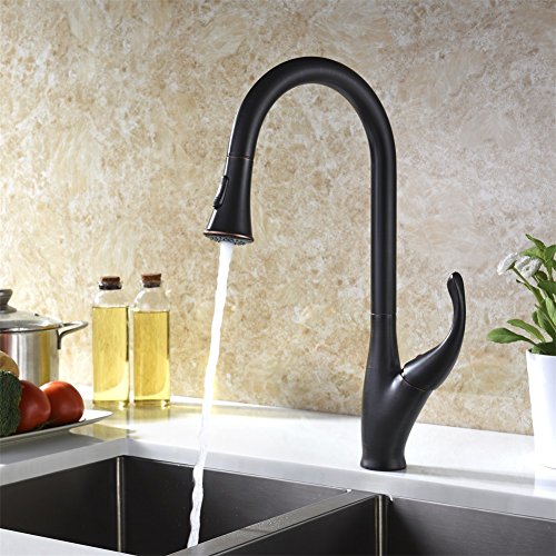 Kitchen Faucet with Pull Down Sprayer Oil Rubbed Bronze Delle Rosa Elegant Single Handle Solid Brass Pull Out Pre-rinse Sprayer Kitchen Sink Faucet