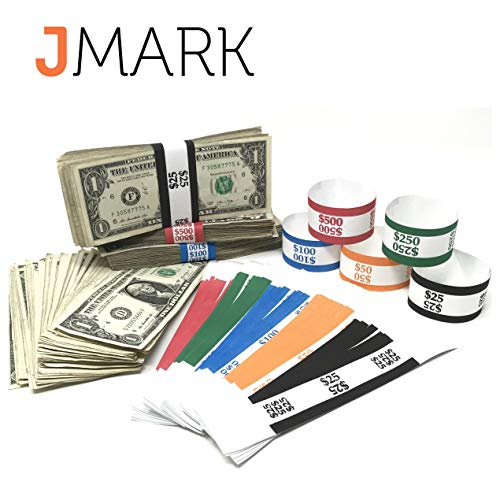 Money Bands Currency Sleeves Straps - Made in USA (Pack of 5000) Self-Adhesive Assorted Money Wrappers for Bills Color Coded Wraps Meets ABA Standards, 7.5 x 1.25 inches - Counter Recyclable Kraft Pap - Thumbnail 5