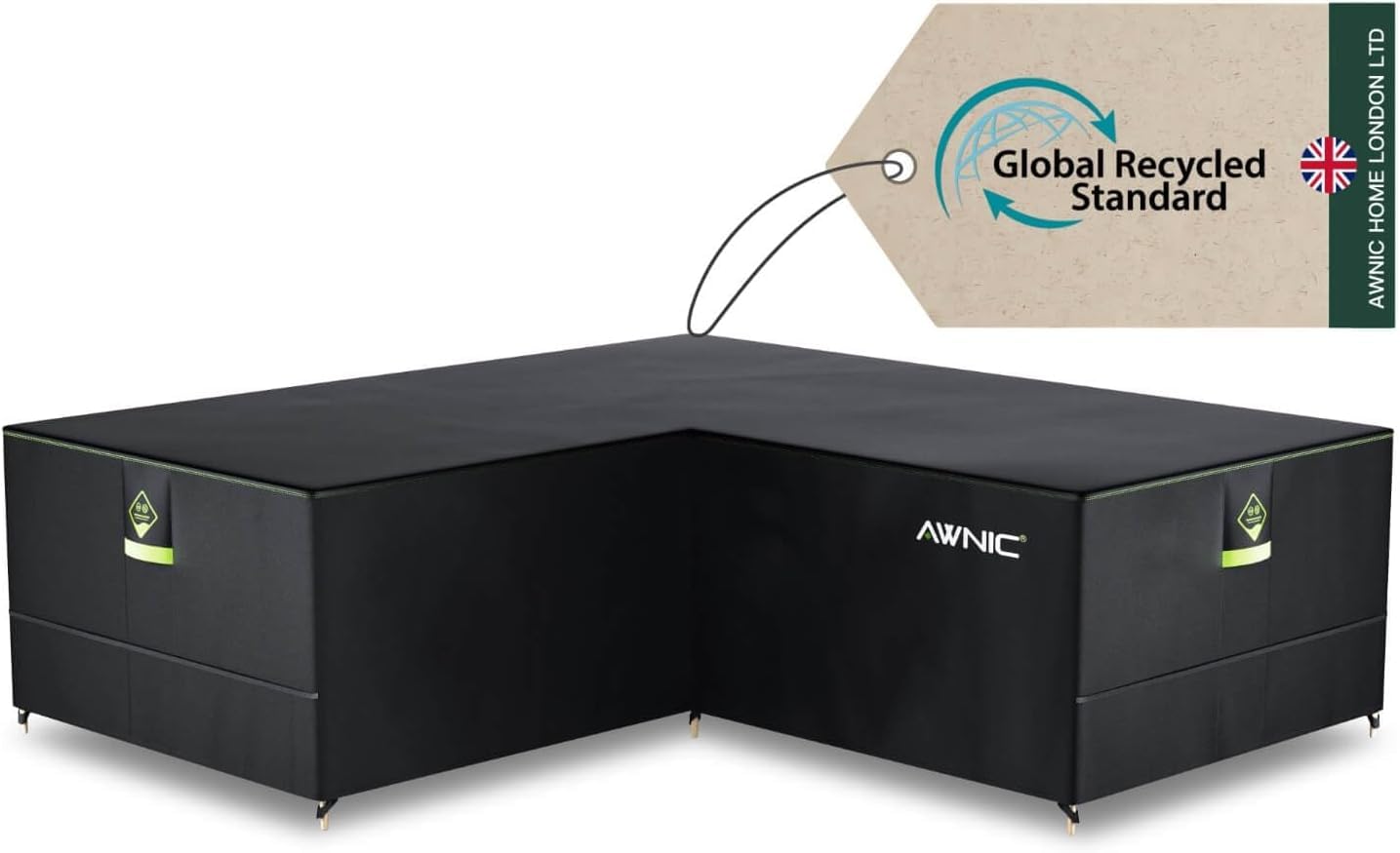 AWNIC Garden V Shaped Sofa Cover Rattan Corner Furniture Covers Waterproof Outdoor V Shape Dining Set Covers UV-resistant 215x215x85x71cm