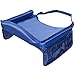 Kids Car Tray for Eat and Play by BUENAVO, 16”x 13”Waterproof Travel Organizer Tray with Large Mesh Side Pockets & Water Bottle Holder. 100% Safe (Blue)