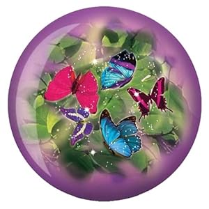 Brunswick Bowling Products Butterflies Glow Viz-A-Ball Bowling Ball 10Lbs, Purple/Green, 10 lbs
