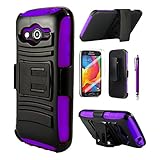 Cover-U® Samsung Galaxy Avant G386 Extreme Rugged Dual Layer Kickstand Combo Case with Belt clip Holster Purple/Black Included [Premium Screen Guard + Cover U (TM) Stylus Pen + Anti-Dust Plug]