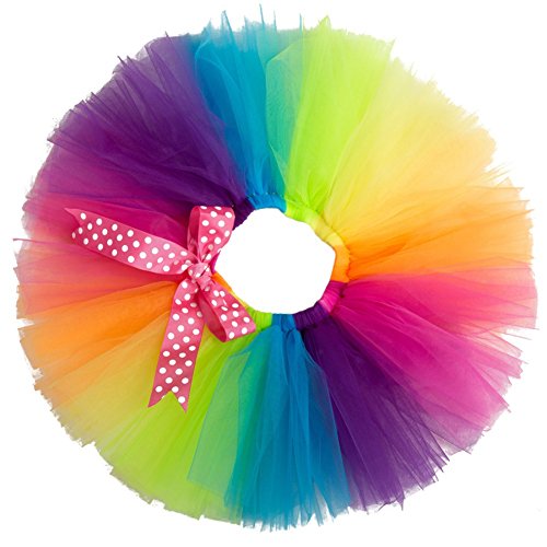 ESHOO Girls Tutu Skirt Bowknot Layered Rainbow Tulle Ballet Dance Dress