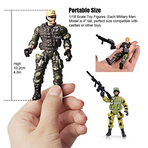 Lynkaye 6 Pcs Soldier Action Figure Toy Army Men with Weapon Accessories/ SWAT Team Figure Military Playset for Boys Girls Children Kids 3 - 12 Years Old, Great as Christmas, Birthday, Set of 6