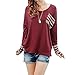 Doinshop Women's Long Sleeve Round Neck Tops Checked Loose Shirt Blouse Sweatshirt