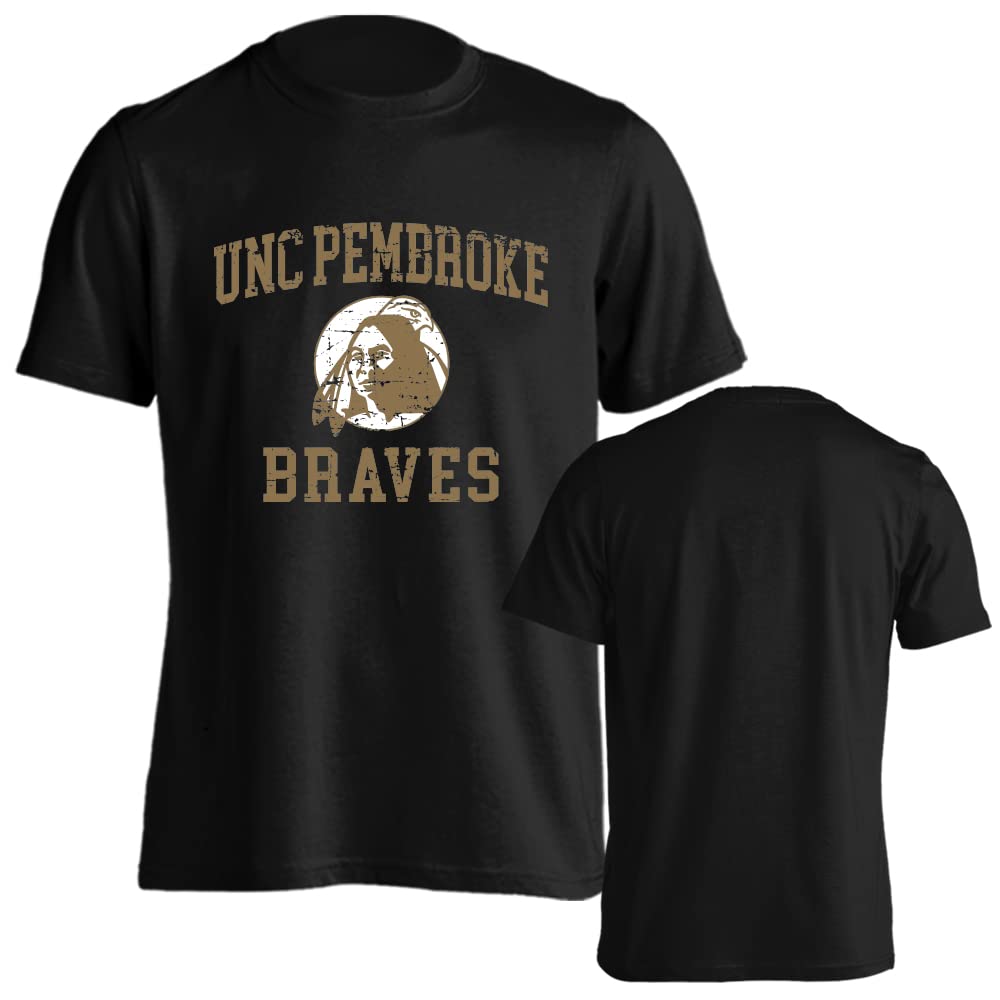 Sport Your Gear UNC Pembroke Braves Officially Licensed Distressed Retro Logo Short Sleeve T-Shirt Game Day Tee Spirit Wear Fan Gear Apparel - Black 2X-Large Image