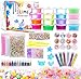 DIY Fluffy Slime Kit, Crystal Slime Making Kit Comes with 16 Colors Slime, Glitter Powder, Colorful Foam Balls, Fruit Slices, Holographic Glitter Shake Jars, Fishbowl Beads, Fake Candy Sprinkles for