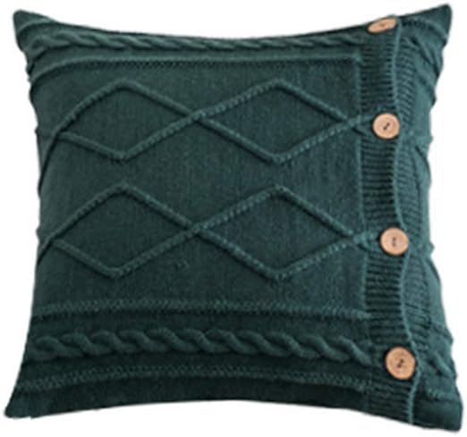 Amazon Com Dark Green Cable Knit Pillow Knitted Decorative