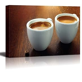 Two Espresso Coffees in Small White Cups Wall Decor
